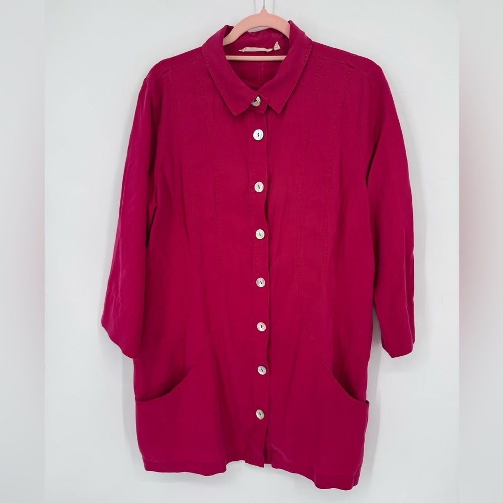 Soft Surroundings Women's Pink Button Down Dress/Tunic Barbiecore Boho Size XL